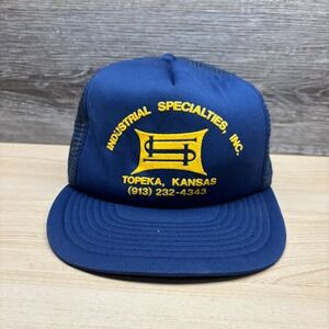 Vintage Industrial Specialties Inc Hat Cap Snap Back Blue Trucker Topeka Kansas